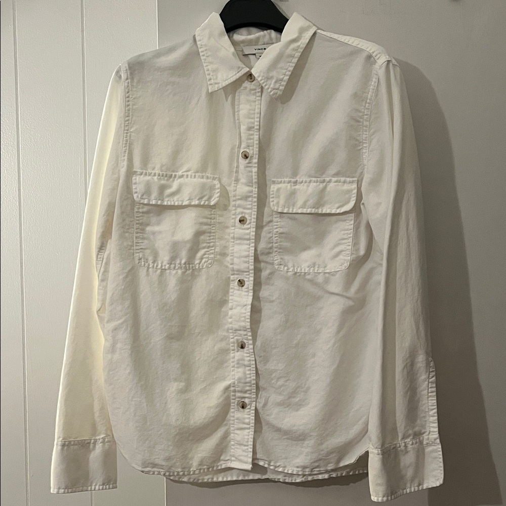 Vince Elegant White Collared Shirt
